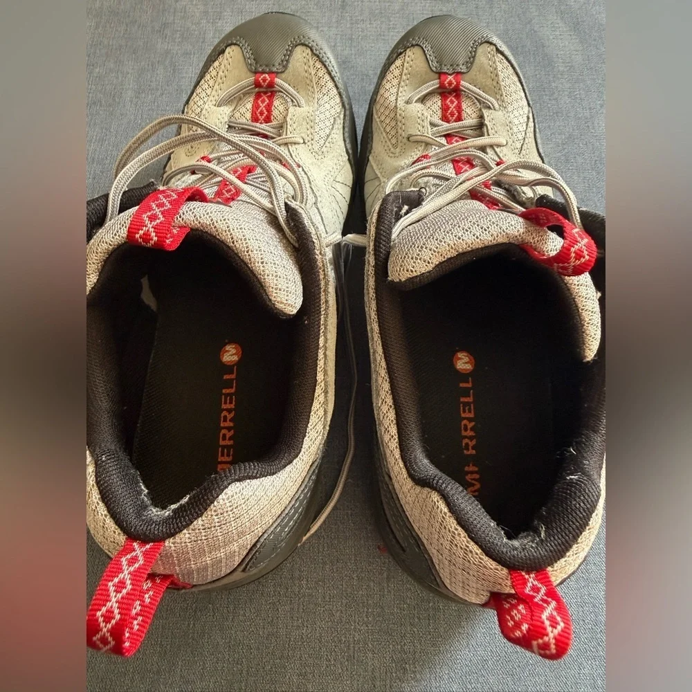 Merrell Falcon Women’s Performance Hiking Trail Shoes SZ 10 Lace Up Grey Red